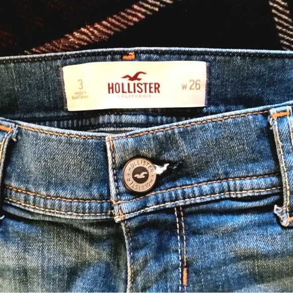 Hollister Distressed Low-Rise Denim Shorts - Picture 1 of 5